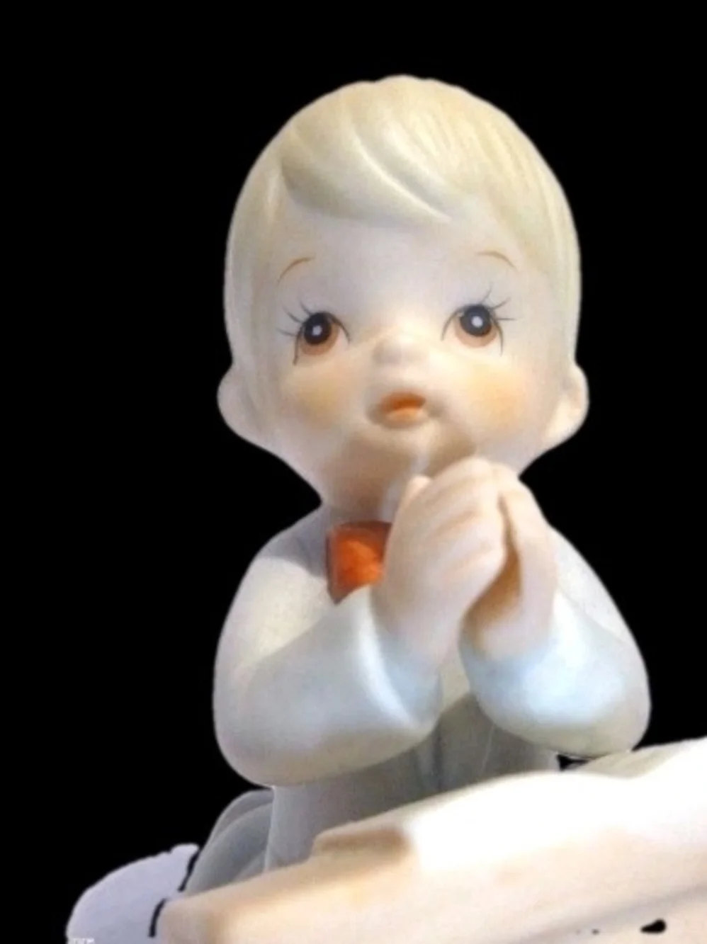 Vintage Lefton Prayer Boy Baby Piano Figurine Bisque Treasures Collection 1984